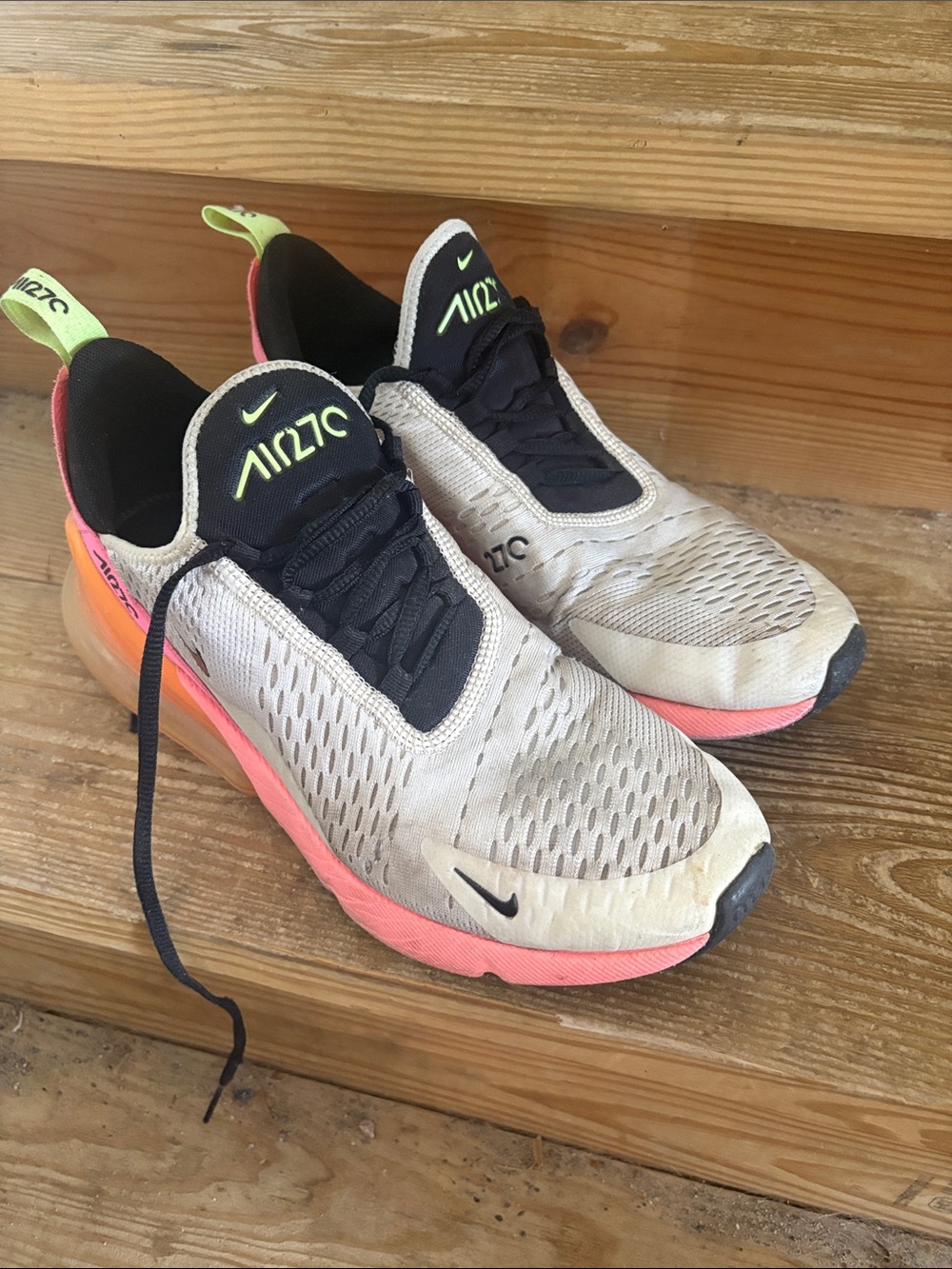 Nike Air Max 270 Men’s Athletic Sneakers in White, Pink & Black